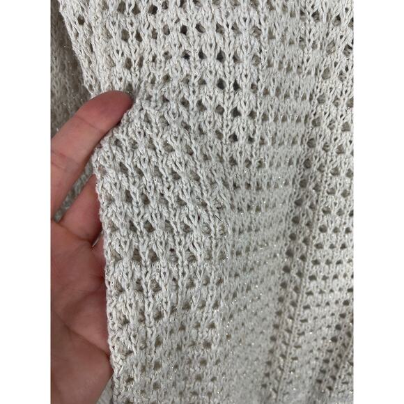 Gap Open Knit Crewneck Sweater Cream Medium Coastal Nautical Beachy Minimalist - Picture 3 of 9